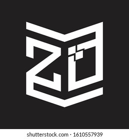 ZQ Logo Emblem Monogram With Shield Style Design Template Isolated On Black Background