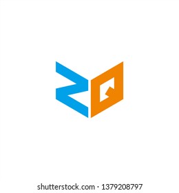 ZQ Logo Letter Initial With Blue and Orange Colors