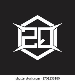 Monograma de logotipo ZQ con hexágono y plantilla de diseño de forma de cuatro ejes