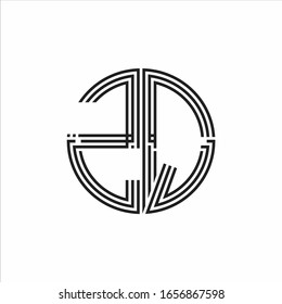 ZQ Logo monogram triple ribbon style line design template isolated on white background