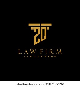 ZQ monogram initial logo for lawfirm with pillar design