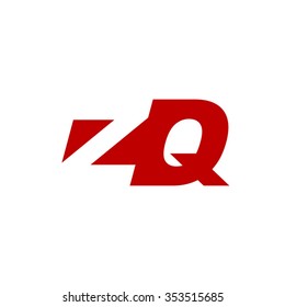ZQ negative space letter logo red