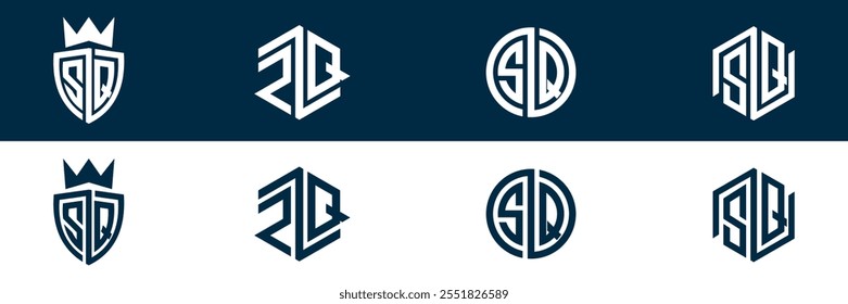 ZQ QZ letra logotipo conjunto design