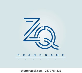ZQ Technology Letter Logo Template. This tech letter logo is a graphic mark that uses letters to represent a technology company.