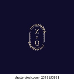 Logotipo inicial de la boda ZQ en un diseño profesional de alta calidad que se imprimirá en cualquier medio impreso