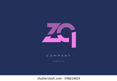 zq z q  pink blue pastel modern abstract alphabet company logo design vector icon template 