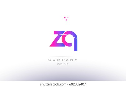zq z q  pink purple modern creative gradient alphabet company logo design vector icon template