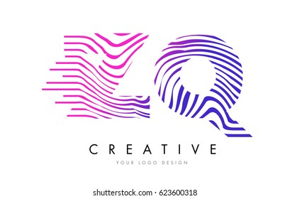 ZQ Z Q Zebra Letter Logo Design with Black and White Stripes Vector