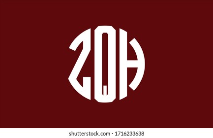 ZQH Circle Emblem Abstract Monogram Letter Mark Vector Logo Template