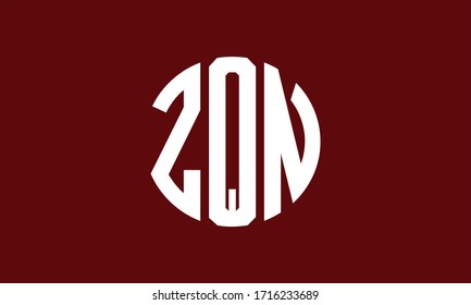 Plantilla de logotipo de marca vectorial de letra monograma abstracta ZQN Circle Emblem