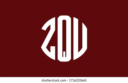 ZQU Circle Emblem Abstract Monogram Letter Mark Vector Logo Template