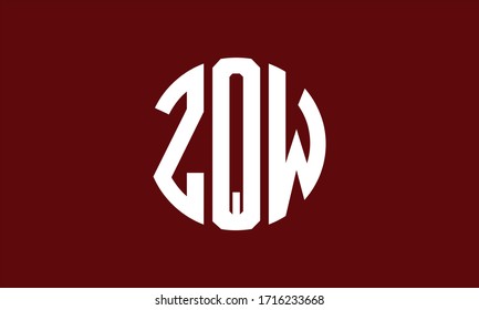 ZQW Circle Emblem Abstract Monogram Letter Mark Vector Logo Template