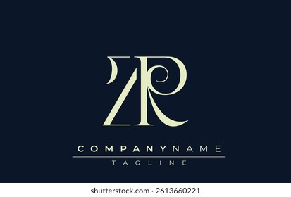 ZR abstract Logo. Elegantly Designed Minimalist Monogram Logo with Stylish Lettering. Sophisticated and sleek minimalist monogram showcasing unique lettering design.