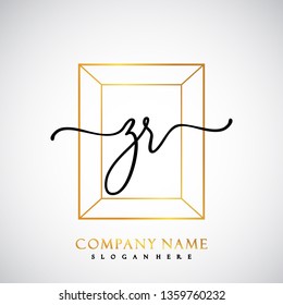 ZR Initial Handwriting logo template vector