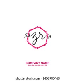 ZR Initial handwriting logo vector