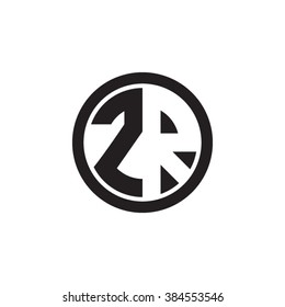 ZR initial letters circle monogram logo
