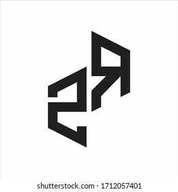 ZR Initial Letters logo monogram with up to down style