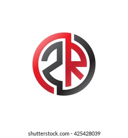 ZR initial letters looping linked circle logo red black