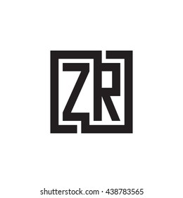 ZR initial letters looping linked square monogram logo