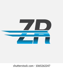ZR initial logo company name colored black and blue, Simple and Modern Logo Design.