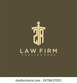 ZR initial monogram for lawfirm logo with sword style image