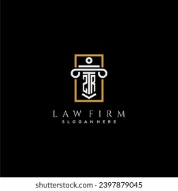 ZR initial monogram logo for lawfirm with pillar in creative square design