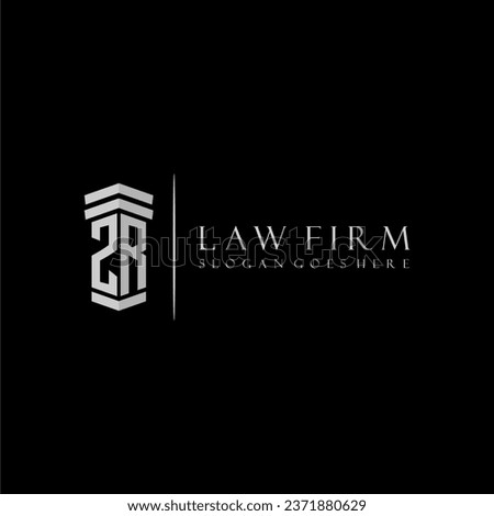 ZR initial monogram logo lawfirm with pillar design