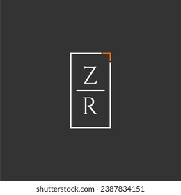 ZR initial monogram logo for technology with square style design