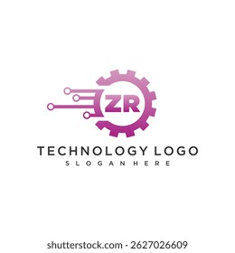 ZR initial monogram for technology logo design