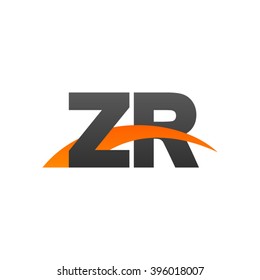 ZR initial overlapping swoosh letter logo black orange