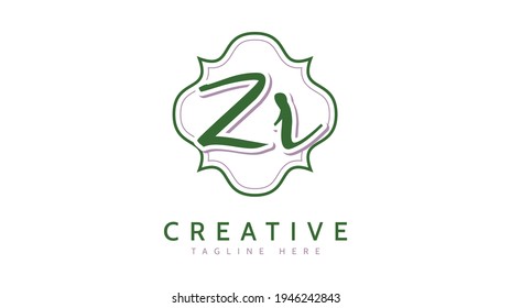 ZR Initials, handwriting logo vector