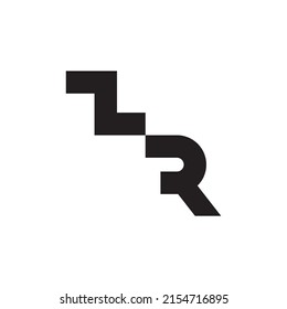 Iniciales ZR diseño del logotipo del alfabeto de texto de letra monográfica