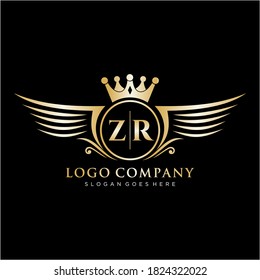 ZR Letter Initial with Royal Wing Logo Template.