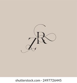 ZR letter line and bold mix concept beautiful initial wedding serif monogram logo