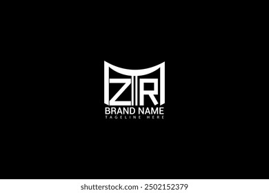 Diseño creativo del logotipo de la letra de ZR. ZR diseño único. Concepto de logotipo de letra de iniciales creativas ZR. Diseño del logotipo de la letra de ZR sobre fondo negro.