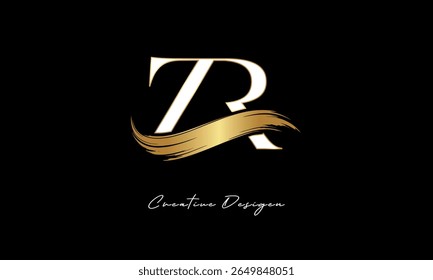 ZR Letter Monogram Logo – Elegant Gold Brush Stroke Letter mark for Luxury Branding, Fashion, Boutique  Premium Identity Design
