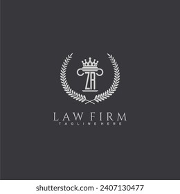 ZR letter monogram logo for lawfirm with pillar  crown image design