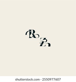 ZR letra boda monograma elegante curva de lujo logotipo audaz y línea de cabello inicial
