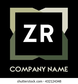 ZR letters business logo creative  icon design template elements in abstract background logo, design identity in square with four colors, modern alphabet letters