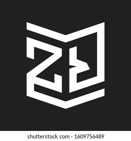 ZR Logo Emblem Monogram With Shield Style Design Template Isolated On Black Background