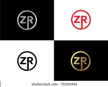 ZR Logo. Letter Design Vector with Red and Black Gold Silver Colors


