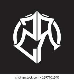 ZR Logo monogram with emblem and circle rounded design template
