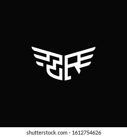 ZR logo monogram emblem shape with wings style ribbon design template