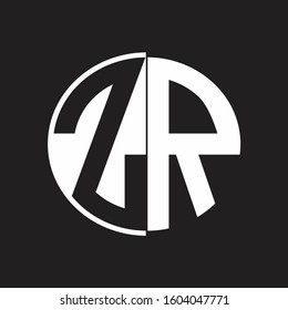 ZR Logo monogram with Negative space style design tempate