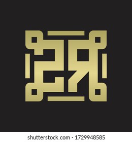 ZR Logo monogram with piece line art design template