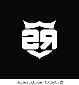 ZR Logo monogram with shield around crown shape design template