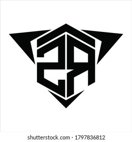 ZR Logo monogram with wings arrow around design template on white background