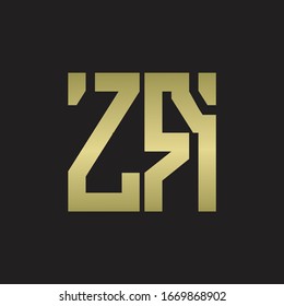 ZR Logo with squere shape design template with gold colors