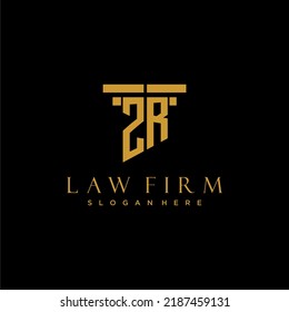 Logotipo inicial del monograma ZR para la firma de abogados con diseño de hitos