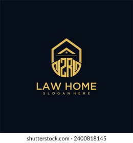 ZR monogram initial logo for lawhome with shape home design